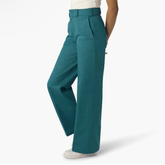 Dickies Women's Regular Fit Wide Leg teal green deep‎ lake Work Pants size 12R - Picture 2 of 7